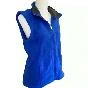 Laura Scott Women’s Fleece Vest Size S Royal Blue Zipper Front Pockets Outdoor